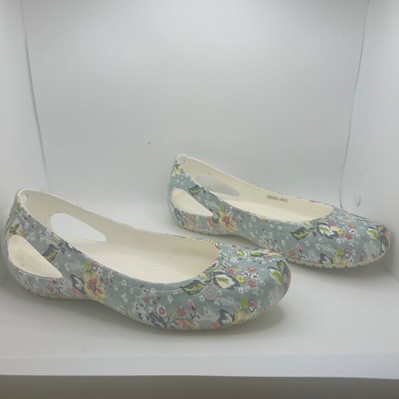 Crocs Floral Print Slip-On Flats Lightweight Comfort Casual Shoes 9 - Picture 4 of 8